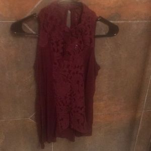 Vanity lace tank with Victorian style neckline